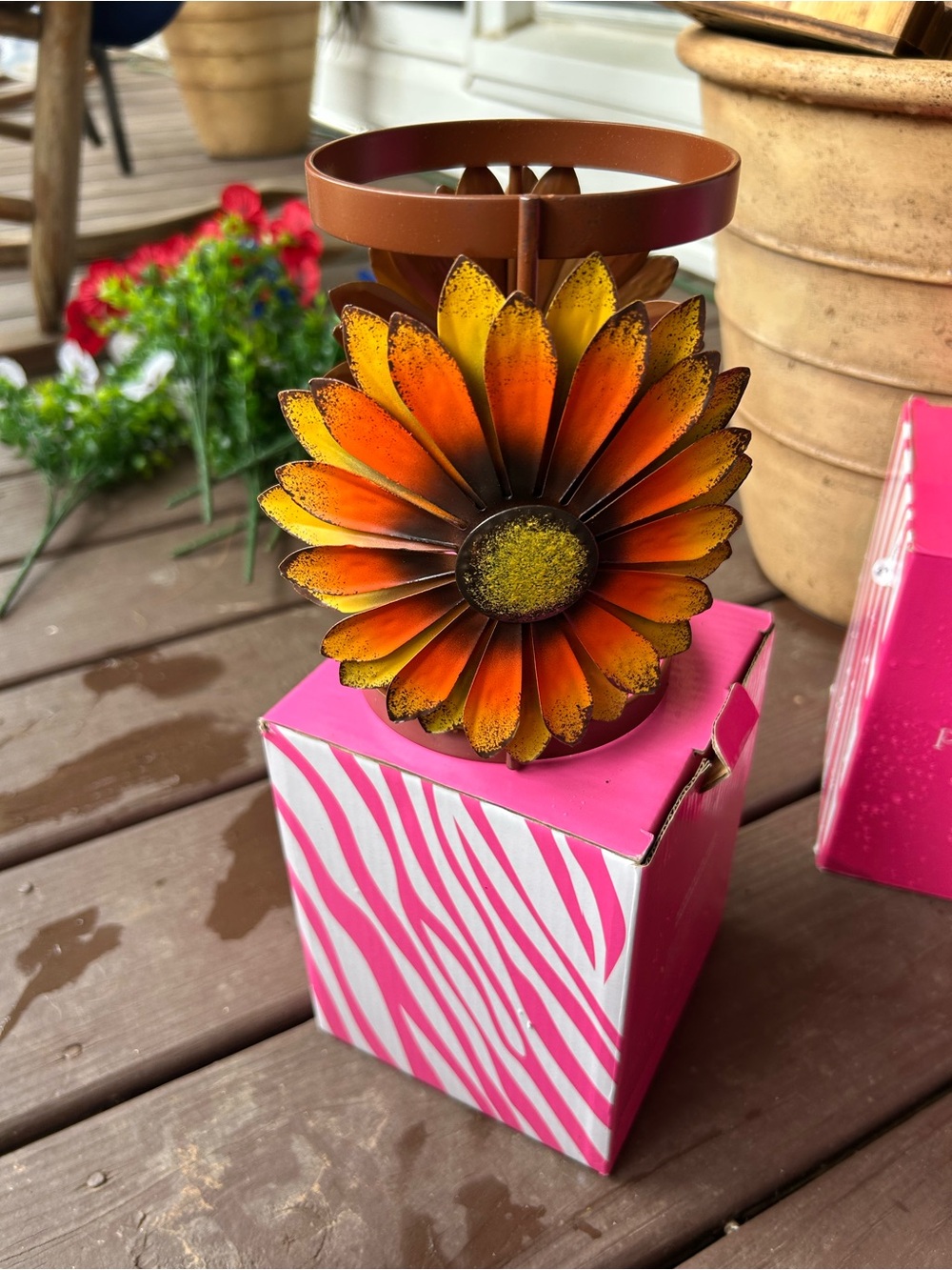 Pink Zebra Metal Sunflower Candle Accent Shade - Orange & Yellow